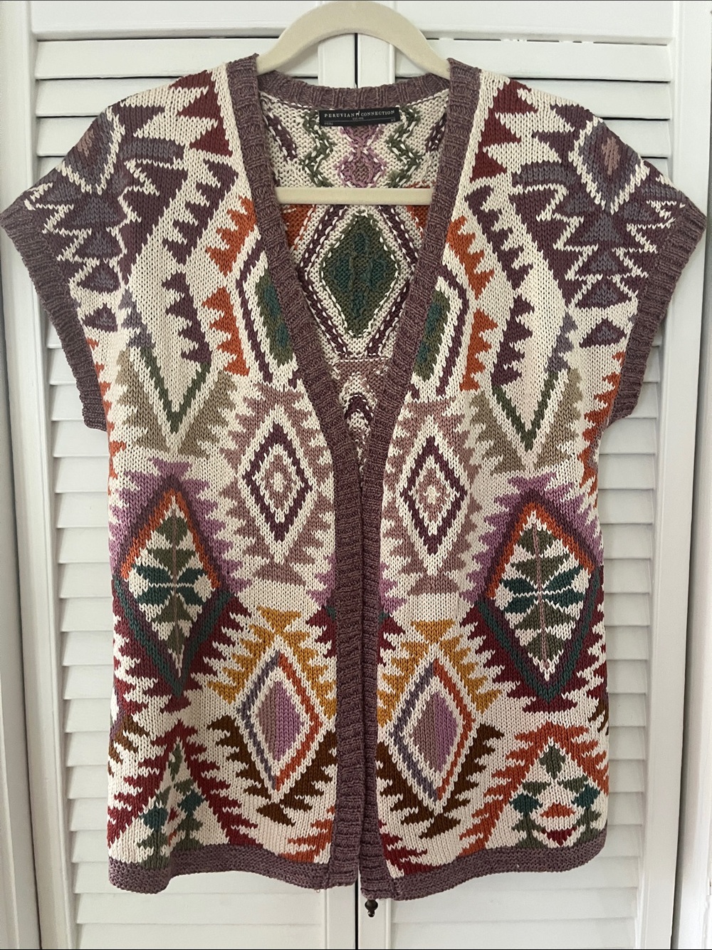 Peruvian Collection Made In Peru Aztec Design Pima Cotton XS Cardigan